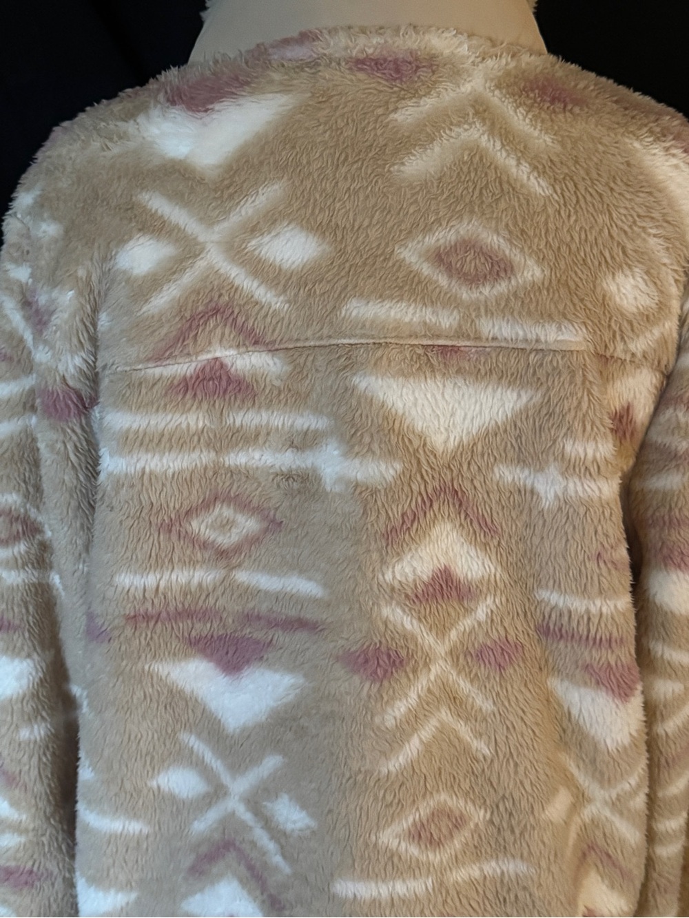 Gerry Women’s Cozy Sherpa Fleece Jacket Beige Tribal Print Full Zip Size Large - Picture 8 of 12